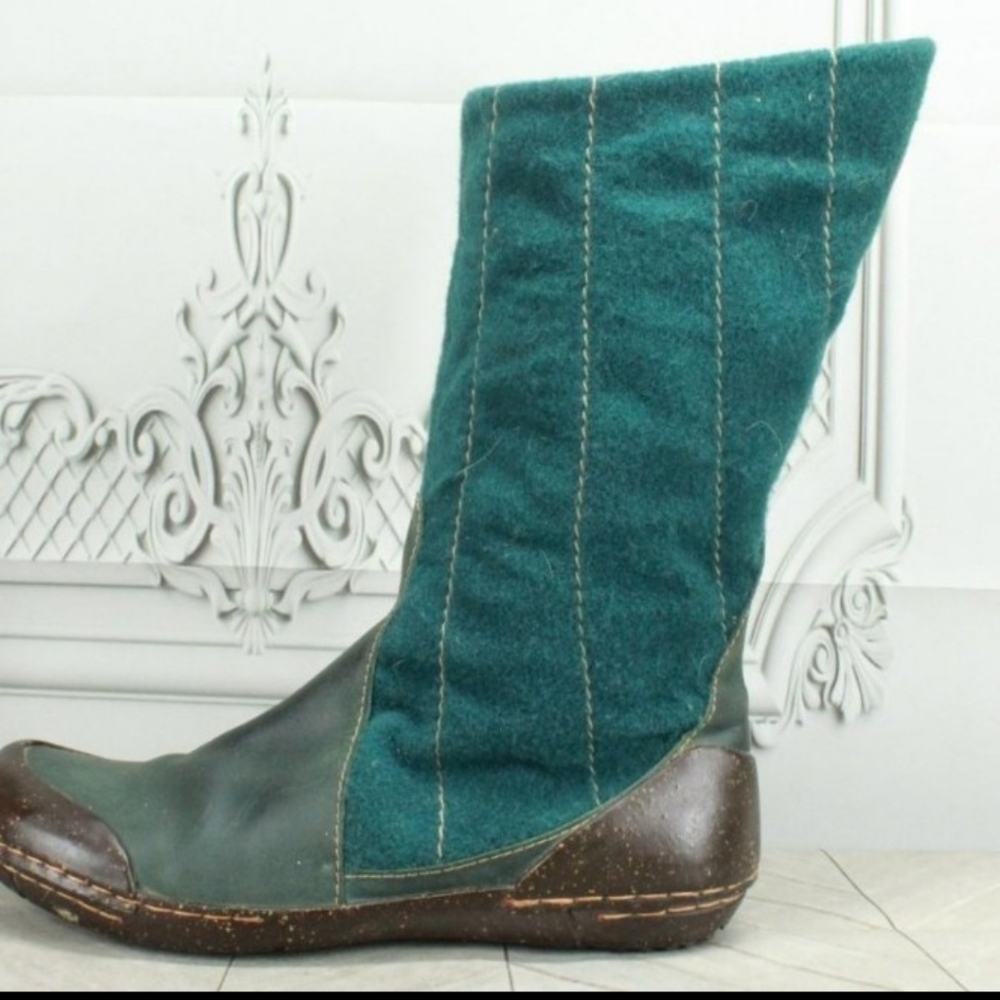 COPY 90s FLY London UK designer mid-calf  leather Vtg wool boots Retired Rare